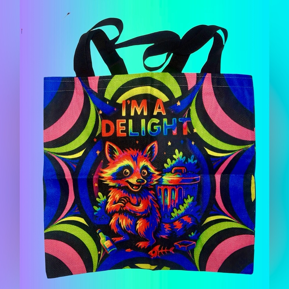 RACOON - Trash - I’m a delight! 
Handmade & Designed Double Sided Tote Bag